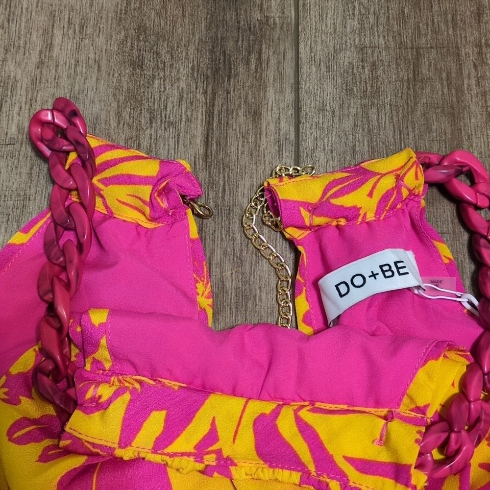 Vibrant Pink and Yellow Halter Top - Picture 7 of 8